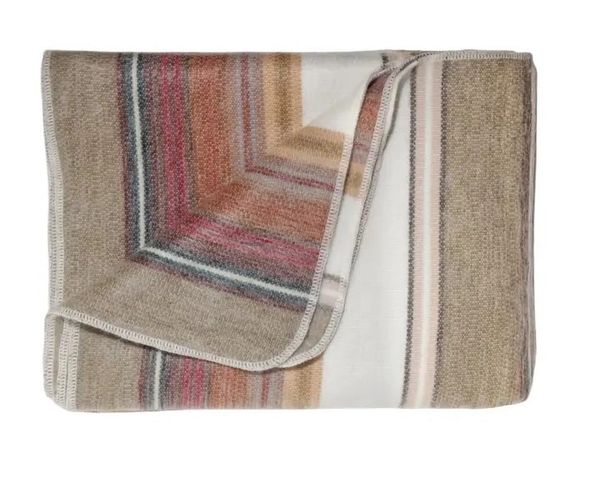 Alpaca Wool Blanket Light Brown Stripe