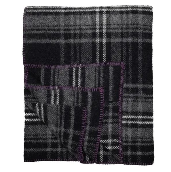 Highlander Tweed Wool Tartan Blanket gray/black