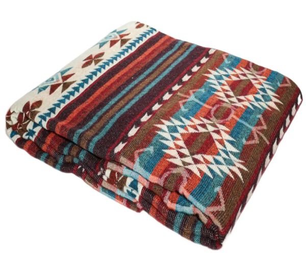 Alpaca Wool Blanket Red Navajo