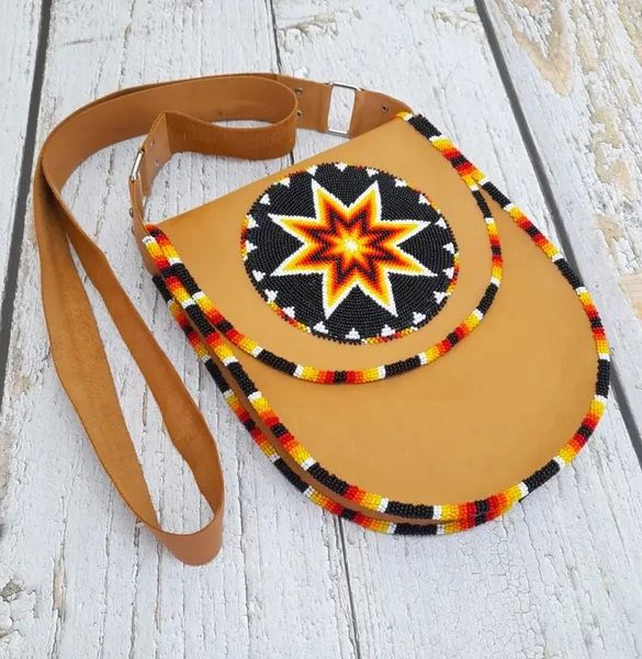 Handmade Beaded Leather shoulder bag