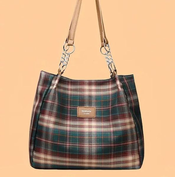 Plaid Purse/Tote Bag Green