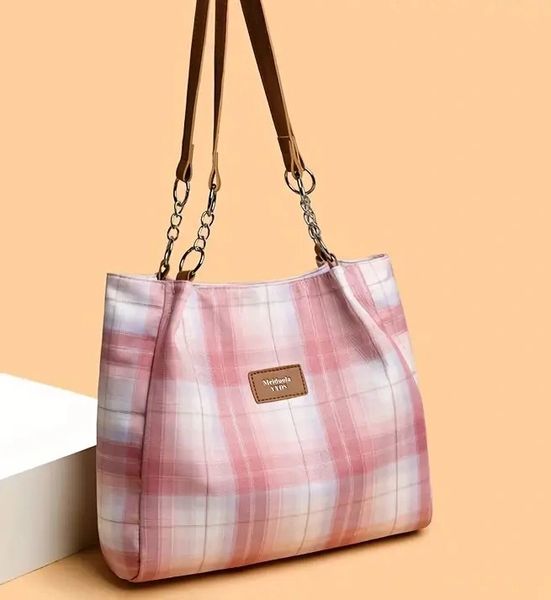 Plaid Purse/Tote Pink
