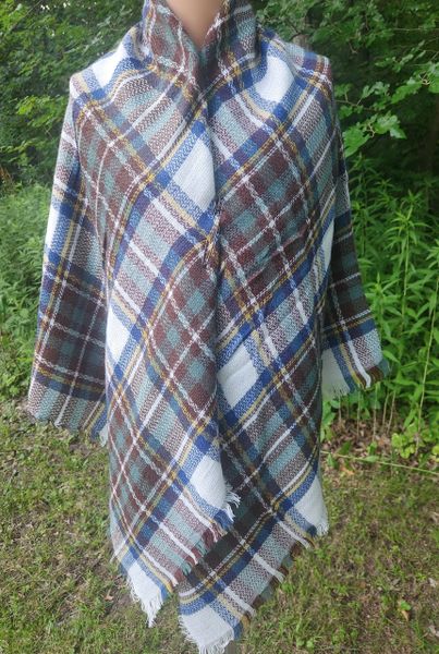 Brown Plaid Wrap 53" X 53"
