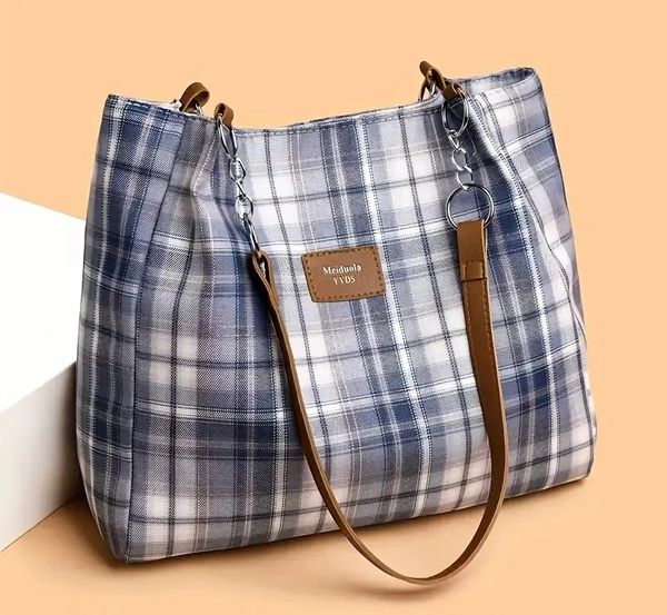 Plaid Purse/Tote Blue