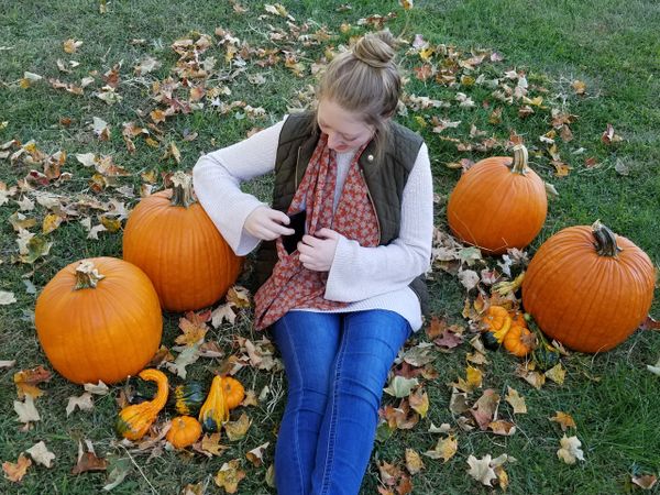 Autumn Leaves Rust Scarf