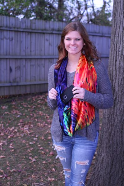 Rainbow Brushstroke Satin Scarf