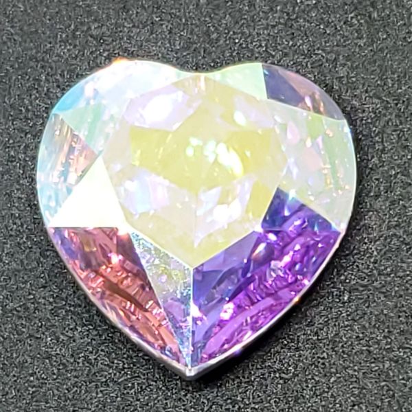 28 MM Swarovski Crystal Heart Pendant Beads 6202 Crystal drops in Crystal  AB /Violet AB vintage findings, jewelry making