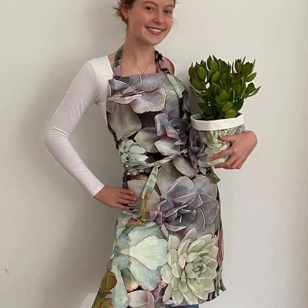 Succulent print apron