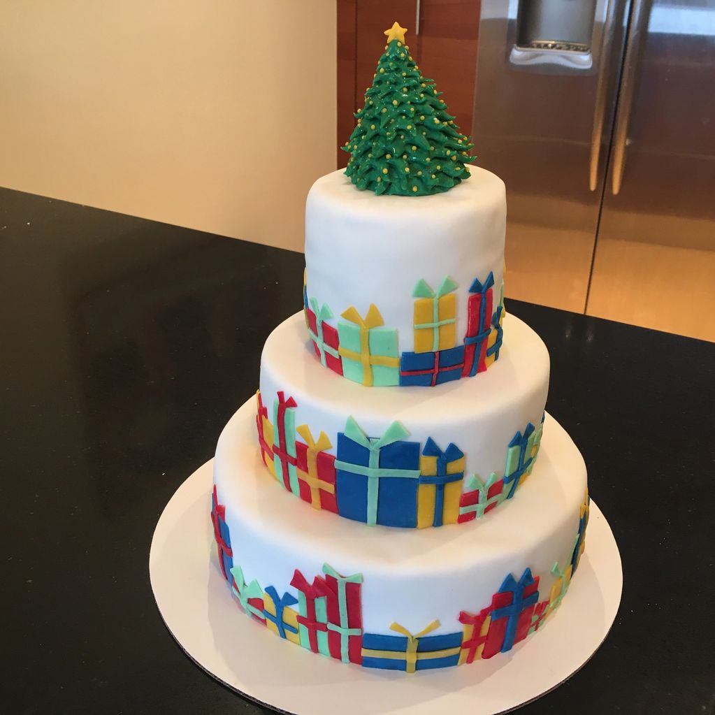 Award winning three tiered Christmas cake.