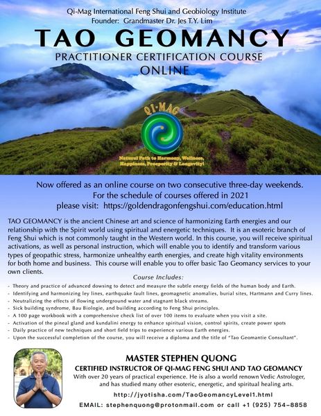 7-Day Tao Geomancy Level 1 Certification Course at Mount Shasta, California. Dates to be determined