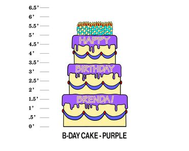 Purple Cake Lawn Sign Happy Birthday Name (multiple phrases available)