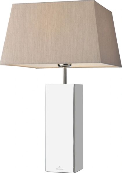 Prag square table lamp in polished stainless steel
