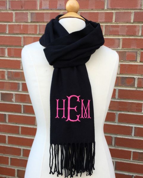 Monogrammed Cashmere Feel Scarf  Gifts, baby ,Embroidery, monogram