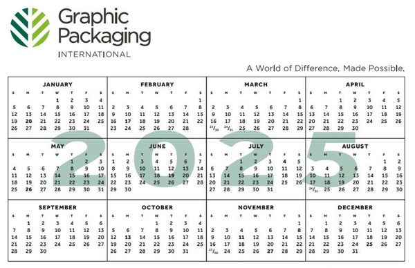 2025 Year @ Glance Calendar (bundles of 25) - Ship via GPI FedEx