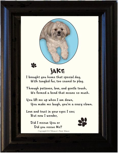 Adopted / Rescue Pet - Single Picture Frame with Poem