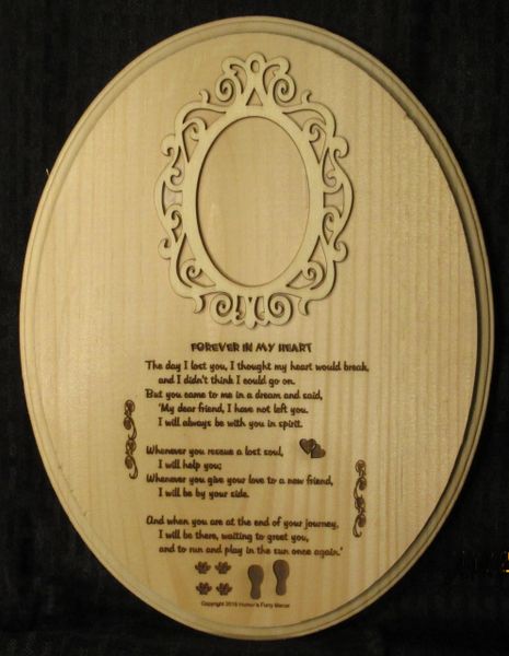 Loss of Pet - Forever in My Heart Poem Oval Plaque with Picture