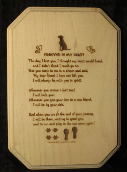 Loss of Dog - Memorial Poem Plaque - Rectangle