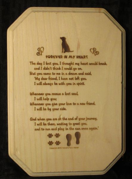 Loss of Dog - Memorial Poem Plaque - Rectangle