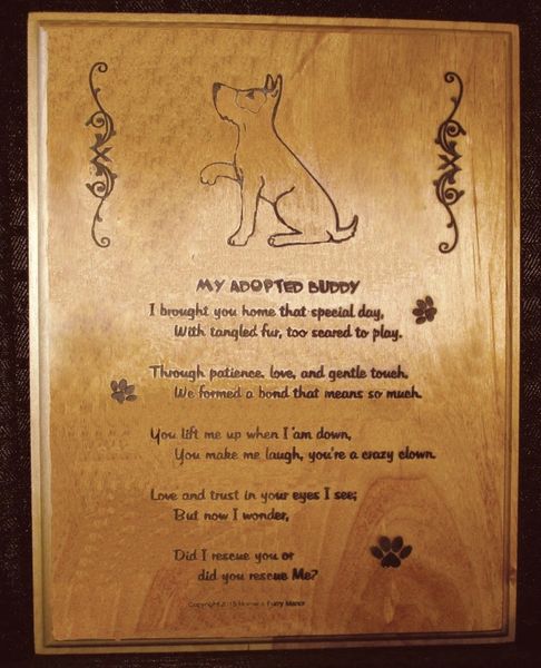 Adopted/Rescued Dog - Adoption Poem Plaque - Rectangle