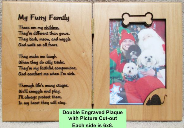 Furry Family Poem Engraved Alder Plaque with Place for your Pet Picture