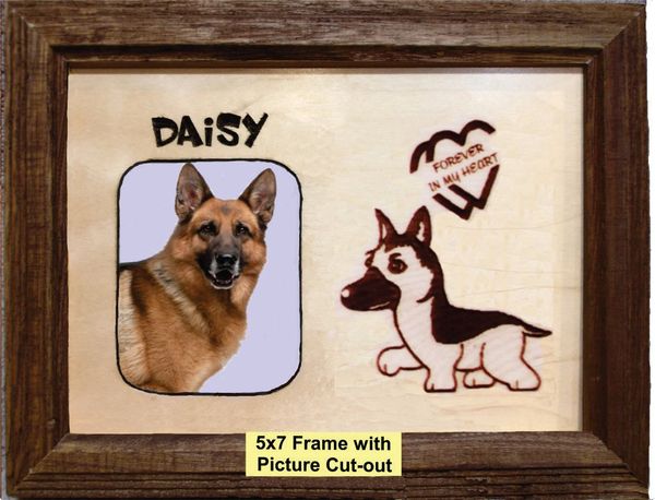 Lost Dog Custom Breed Engraved Wood Picture in Frame - Forever in My Heart (5x7)