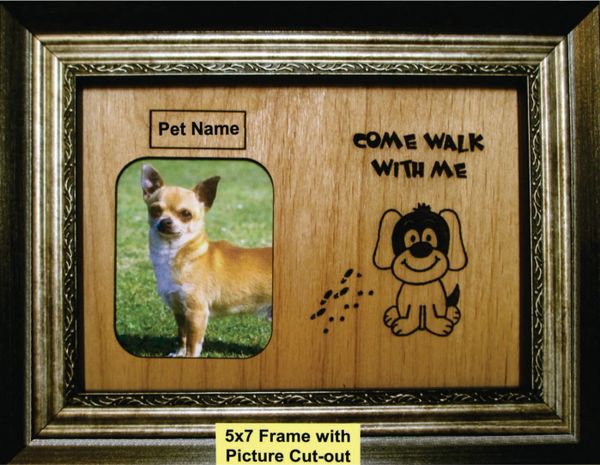 Custom Dog Breed Engraved Wood Picture in Frame - Come Walk with Me (5x7)