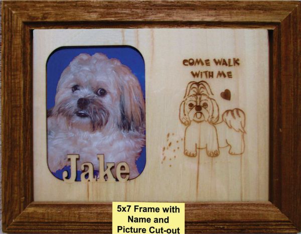 Custom Dog Breed Engraved Picture and Name in Frame - Come Walk (5x7)