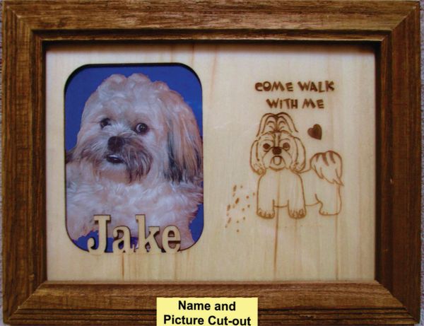 Custom Dog Breed Engraved Picture and Name in Frame - Come Walk (8x10)