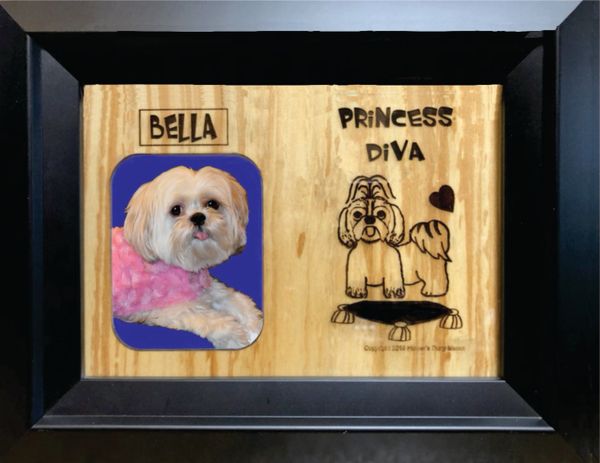 Custom Dog Breed Engraved Wood Picture in Frame - Princess Diva (5x7)