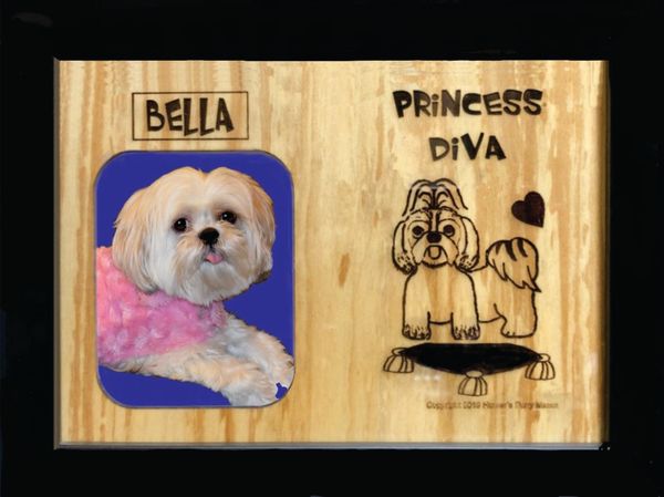 Custom Dog Breed Engraved Wood Picture in Frame - Princess Diva (8x10)