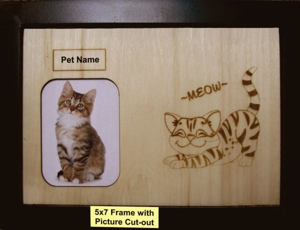 Custom Cat Breed Engraved Wood Picture in Frame - Meow (5x7)