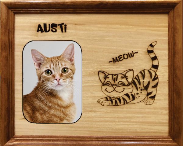 Custom Cat Breed Engraved Wood Picture in Frame - Meow (8x10)