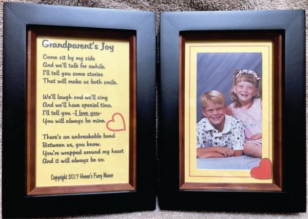 Grandparent's Joy Parchment Poem in Double Picture Frame with Your Picture