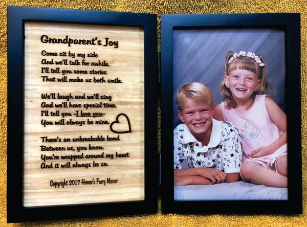 Grandparent's Joy Engraved Poem in Double Picture Frame with Your Picture