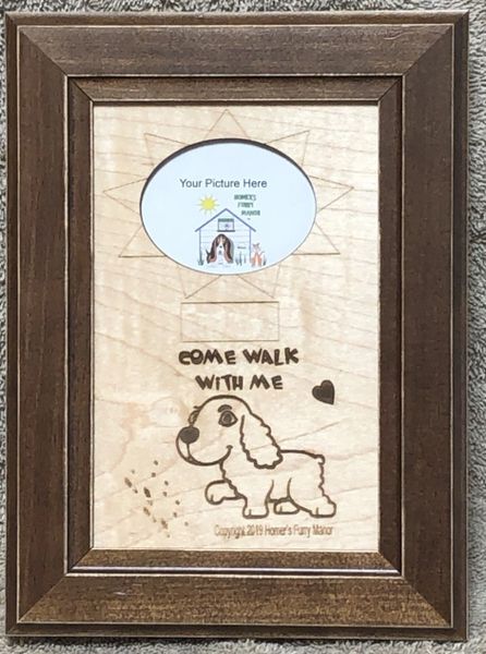 Custom Dog Breed Engraved Wood Picture in Frame - Come Walk with Me (4x6)