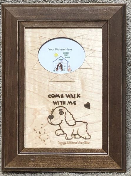 Custom Dog Breed Engraved Wood Picture in Frame - Come Walk with Me (4x6)