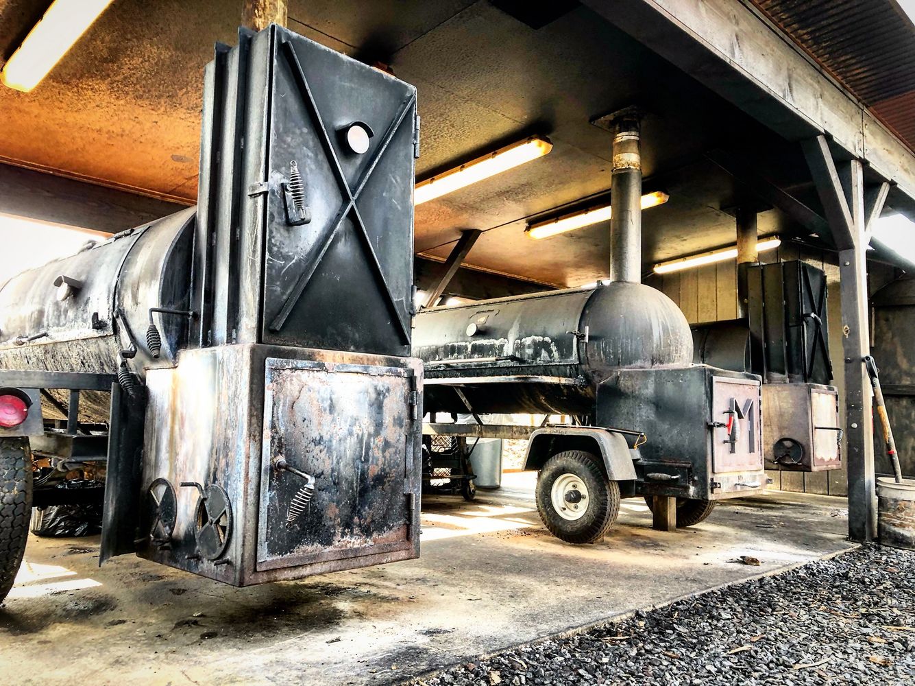 Our 3, wood-fired, outdoor smokers