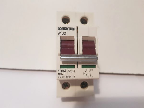 CONTACTUM 9100 100A 100 AMP AC22A BSEN 60947-3 MAIN SWITCH ISOLATOR DISCONNECTOR