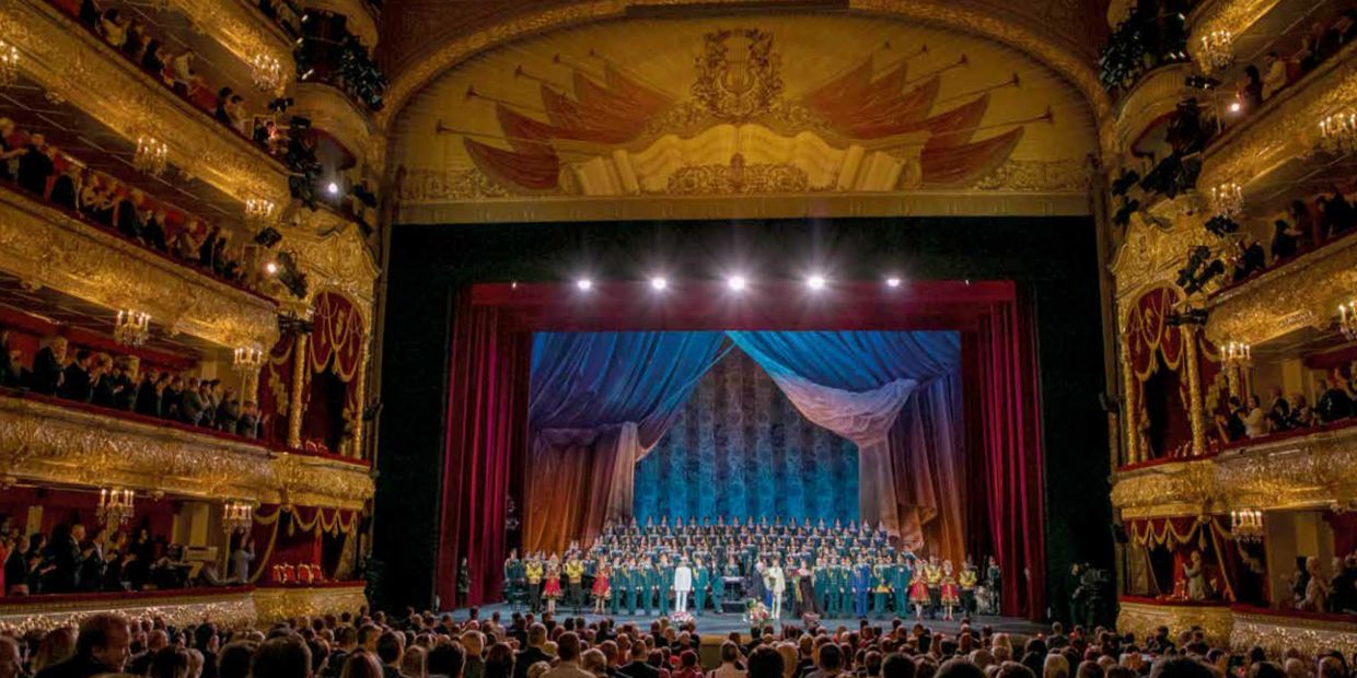 Alexandrov Ensemble on Stage at the Bolshoi Theater, Moscow before FGL PRODUCTIONS European Tour