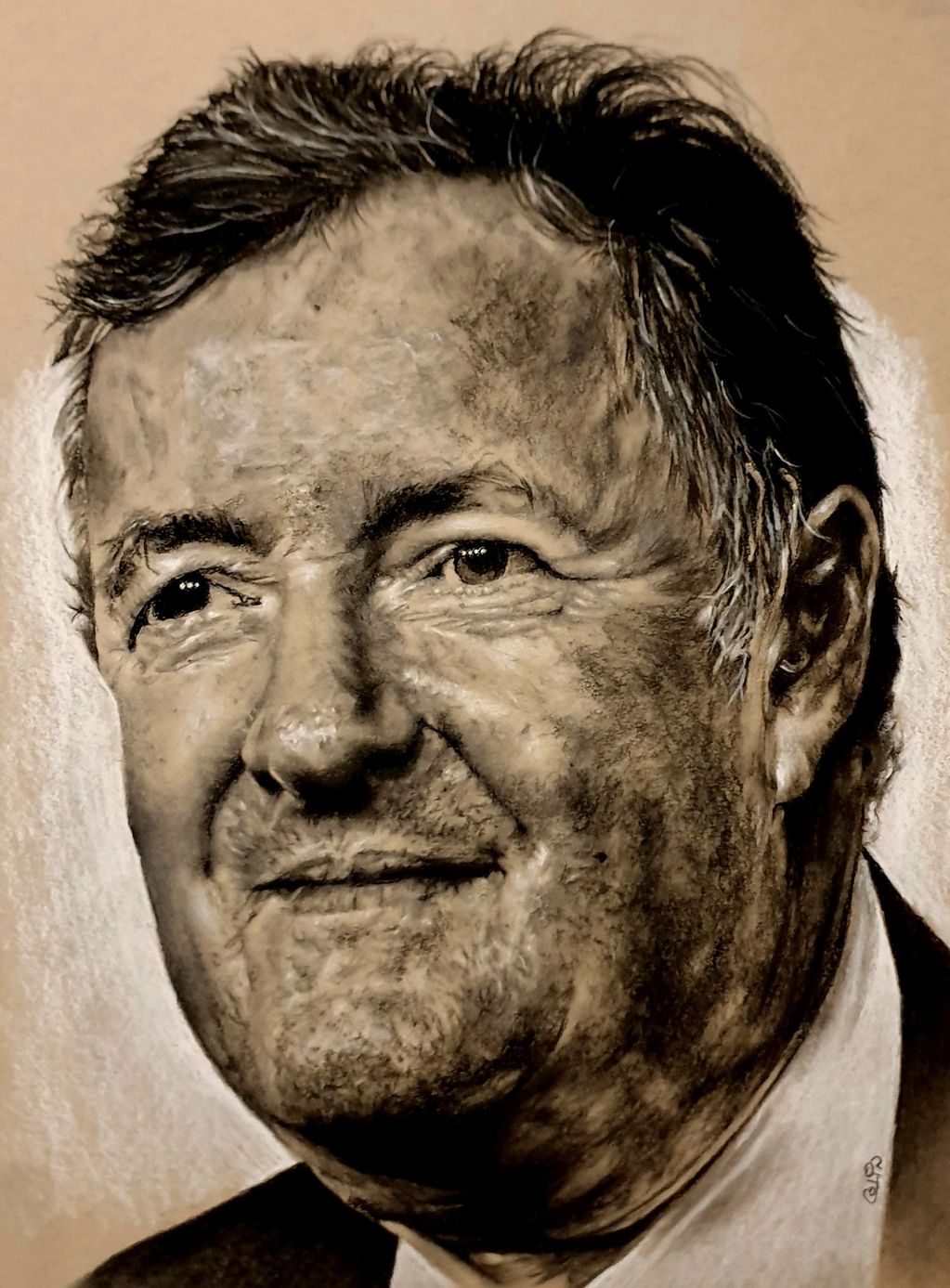 Pencil drawing of Piers Morgan.