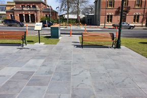 Stone paving for new streetscape works at Camperdown Victoria