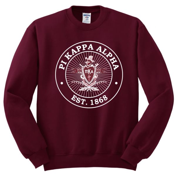 Pike crewneck coat of arms Pi Kappa Alpha crest sweatshirt | PLANETPIKE.COM