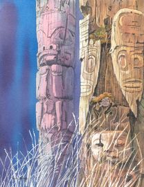 haida pole detail painting