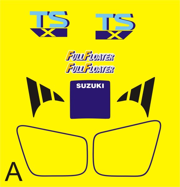 Suzuki TS50X & TS80X Decal Kit Yellow Bike.