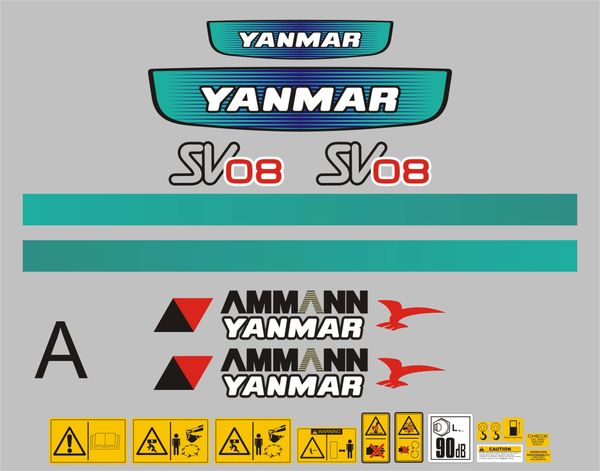 Yanmar SV08 Blue. Mini Digger Decal Set.