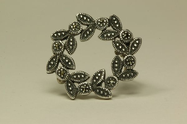 Silver and marcasite stock pin