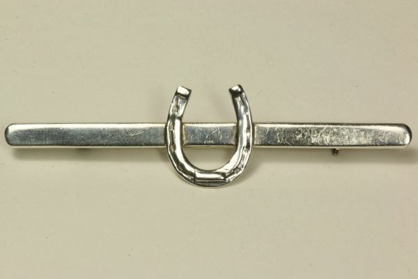 Silver horse shoe stock pin
