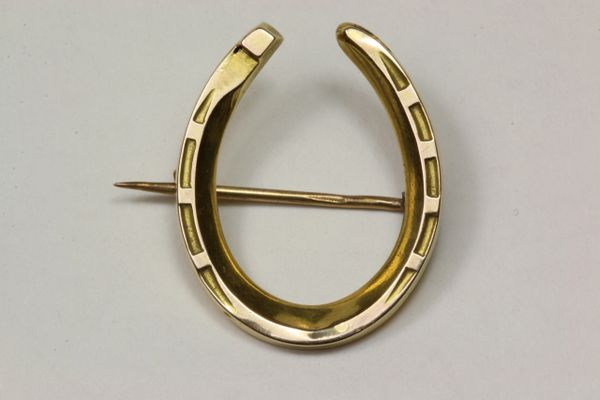 Gold horseshoe stock pin