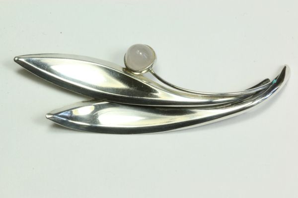 Silver and moonstone stock pin