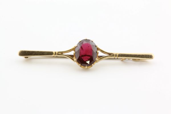 Gold and garnet stock pin